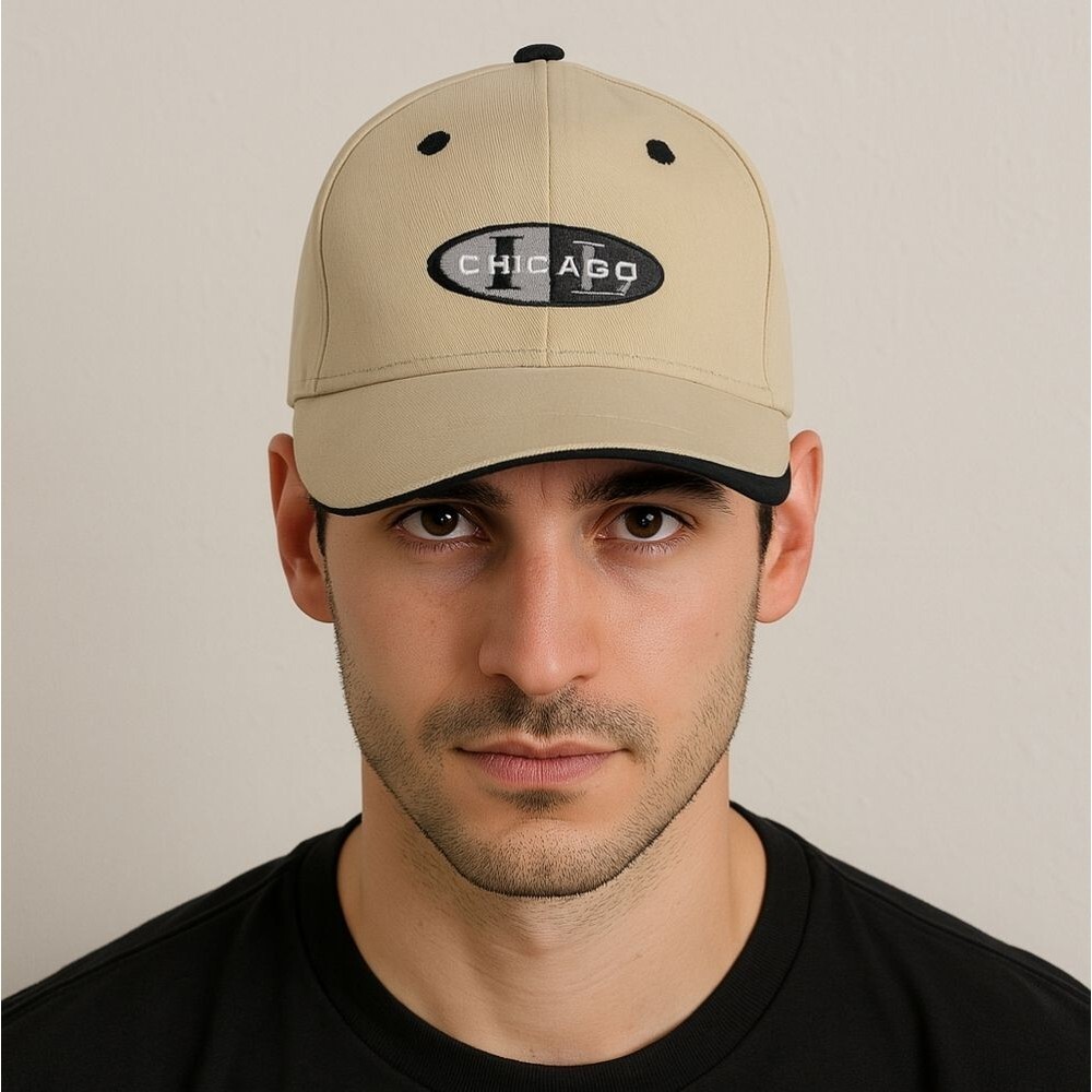 Chicago Illinois Baseball Hat Tan & Black Activewear Sporty Athletic Casual